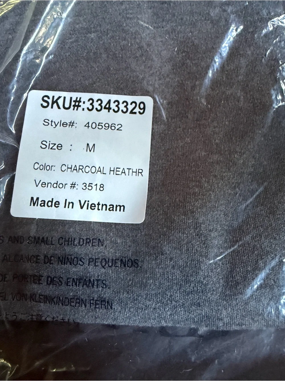 NWT Lands' End 100% Cotton Charcoal Heather‎ Knit Sleep Crew Top